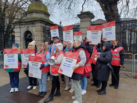 The workers protesting outside the Dáil on February 19th