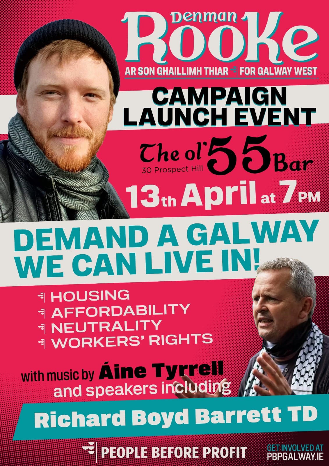 Full Launch Poster. Details described in partial Launch Poster descriptions above. Get involved at pbpgalway.ie