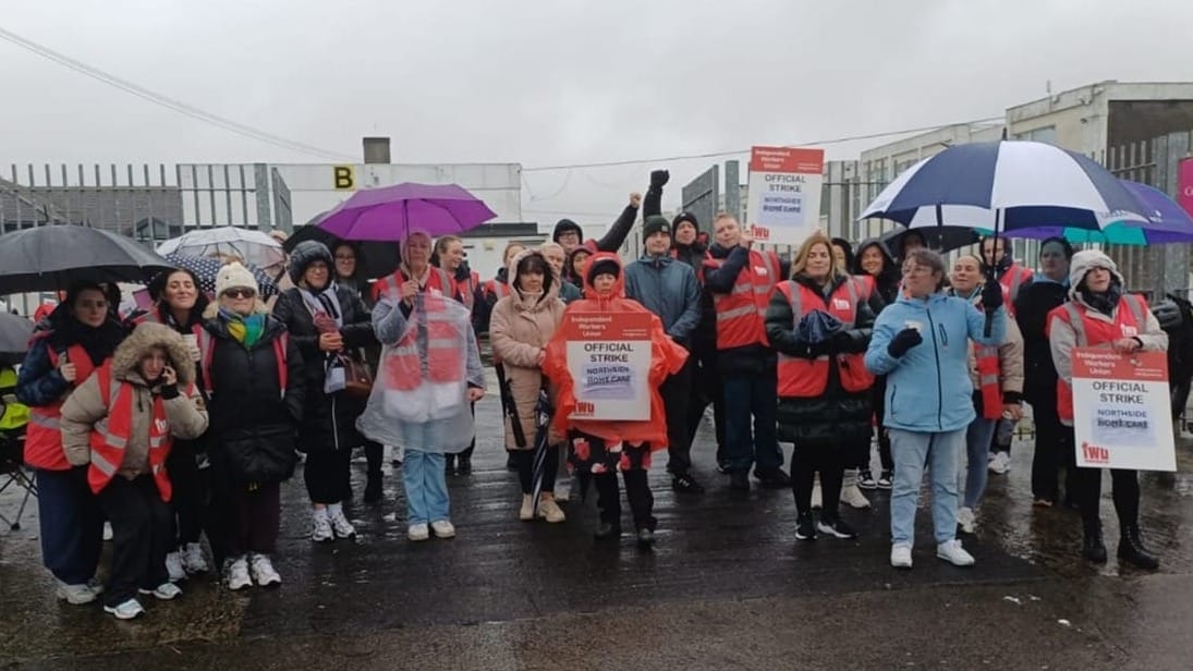 Northside Home Care Workers picket the company on Bunratty Drive Coolock in January
