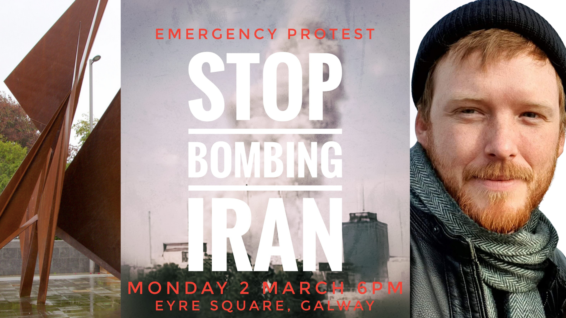 Details of Protest and imagae of Eyre Square and Denman Rooke