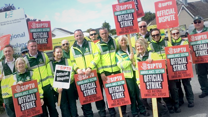 16 ambulance workers out on the Limerick Picket today.