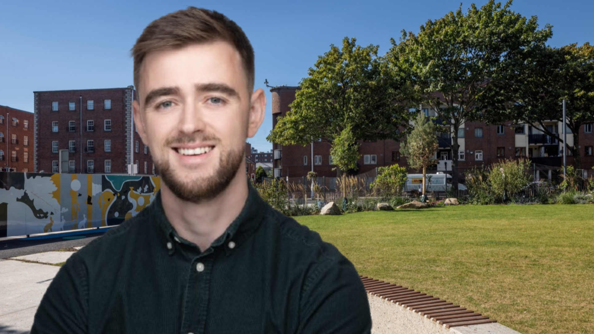 Cllr Conor Reddy pictured in front of city centre park in Dulbin