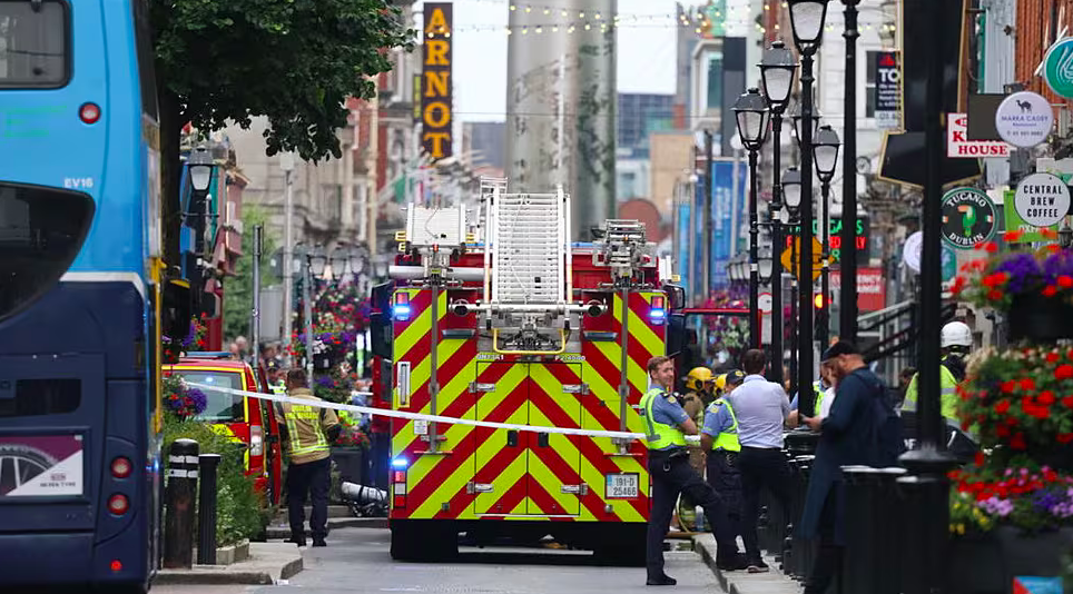 Talbot Street Street taped off by Gardai as Dublin Fire crews secure the scene at Al-Madinah Prayer Hall
