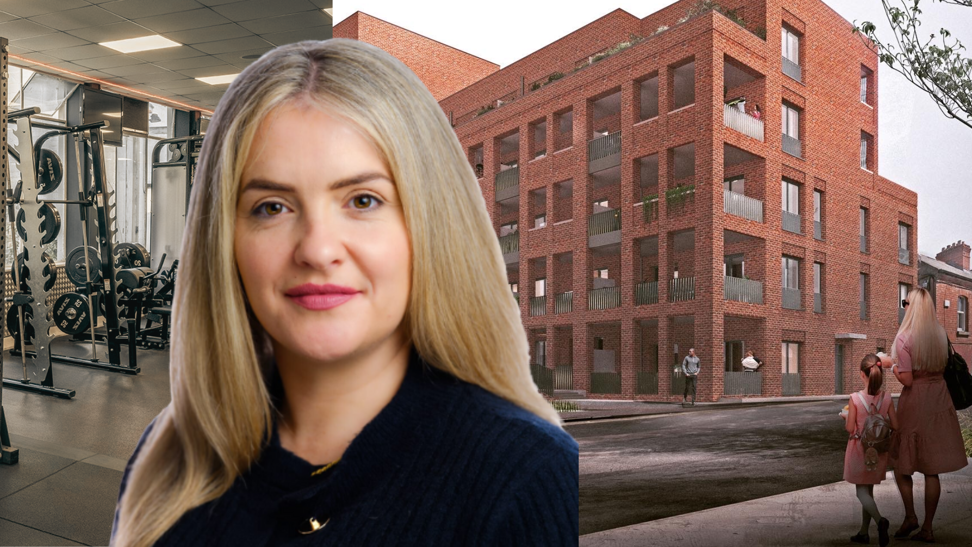 Councillor Hazel De Nortúin with some gym facilities and 