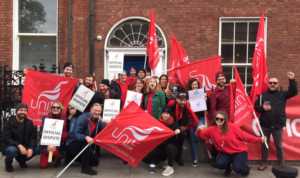 Unite the union members protesting at a Dublin workplace