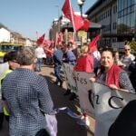 Derry Trade Union Council Banner supporting striking Unite members