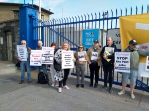 Trade union members in Dublin protesting at Dublin P&O Terminal