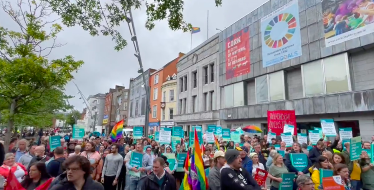 400+ people assemble in Cork to push away the far-right in a wildly successful show of solidarity with workers and trans lives