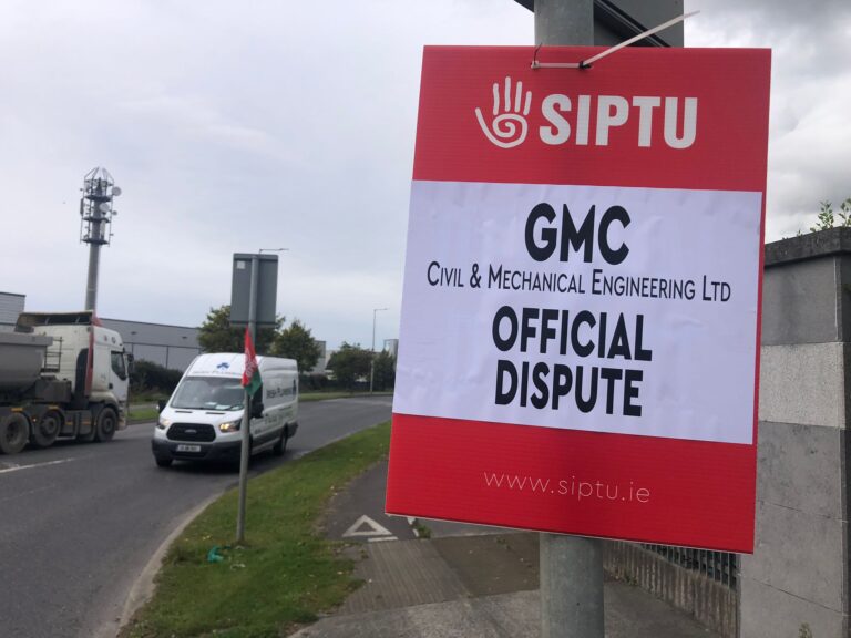 SIPTU GMC STRIKE PICKET POSTER in DUBLIN September 2023